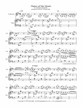 Dance of the Hours by Ponchielli arranged for solo violin and piano, score / parts