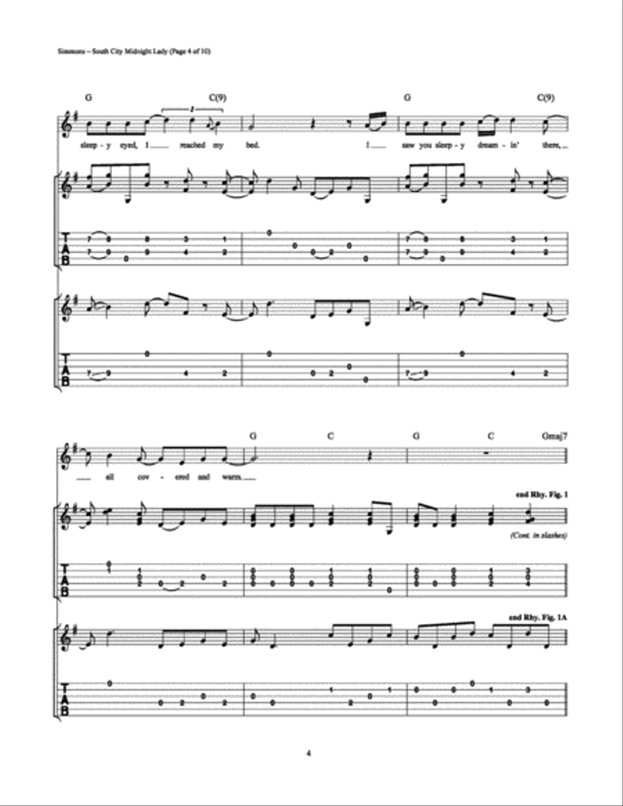 South City Midnight Lady South City Midnight Lady Electric Guitar scores gallery preview page 4