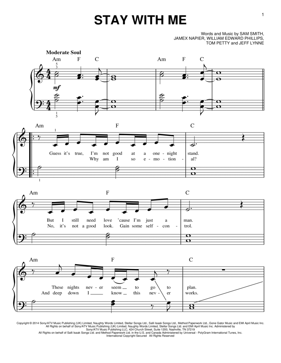 Stay With Me Stay With Me Easy Piano scores gallery preview page 1