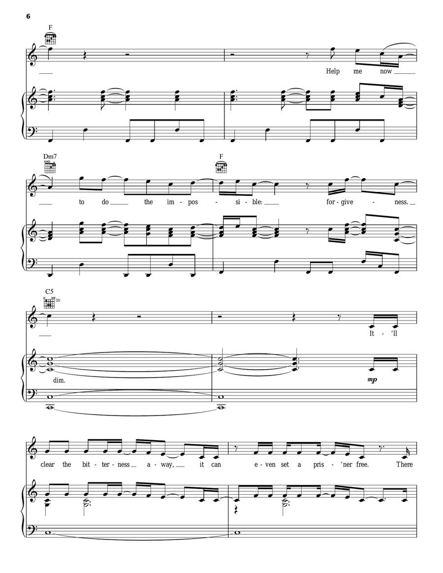 Forgiveness Forgiveness Piano, Vocal, Guitar scores gallery preview page 6
