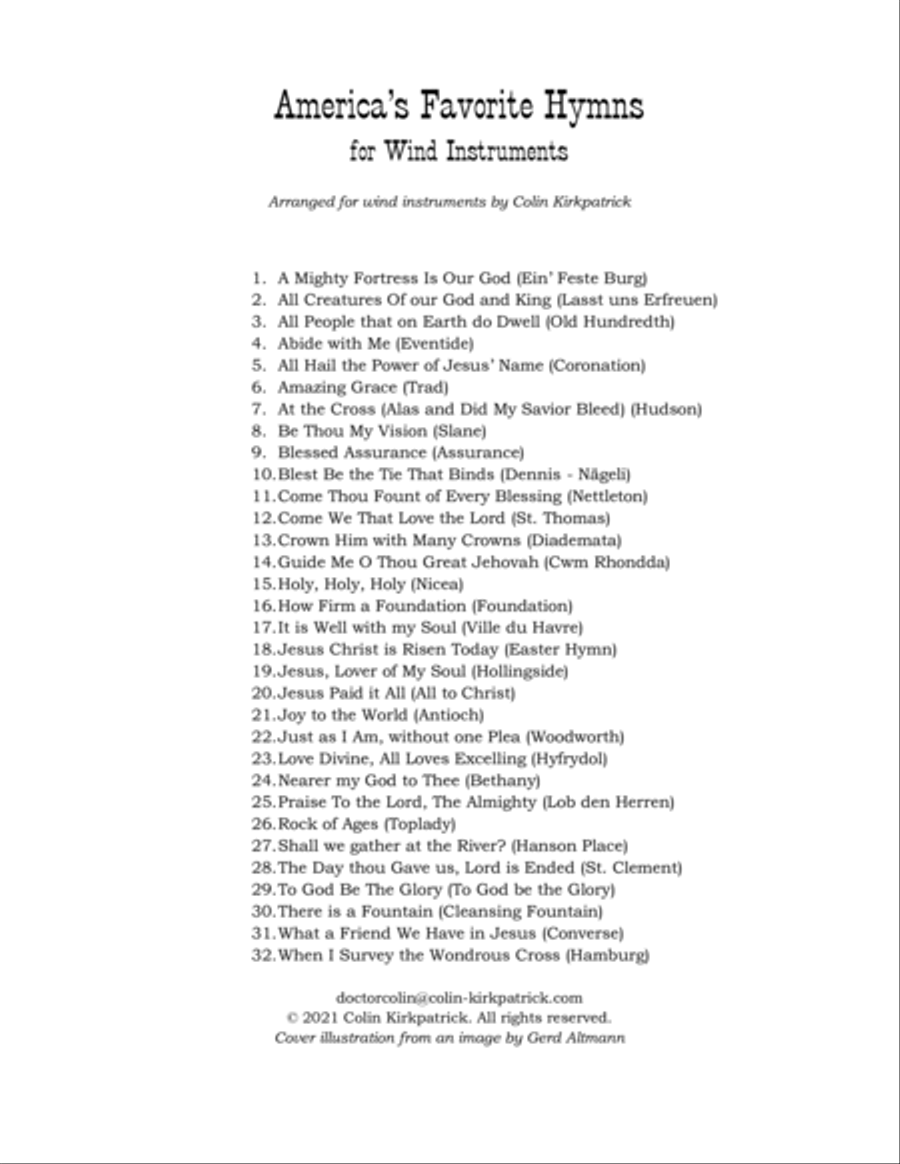 America's Favorite Hymns arranged for Wind Instruments Concert Band scores gallery preview page 2