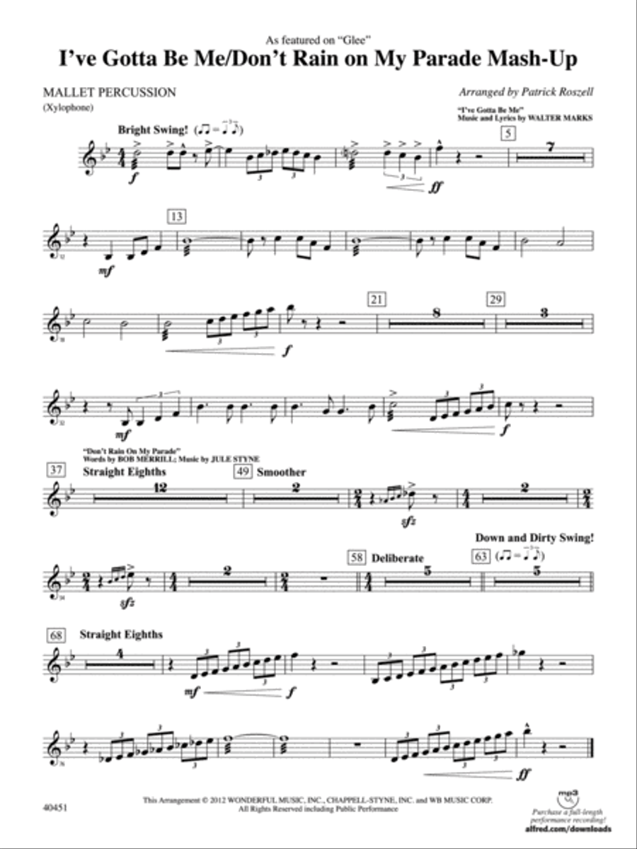 I’ve Gotta Be Me / Don’t Rain on My Parade Mash-Up: Mallets Full Orchestra scores gallery preview page 1