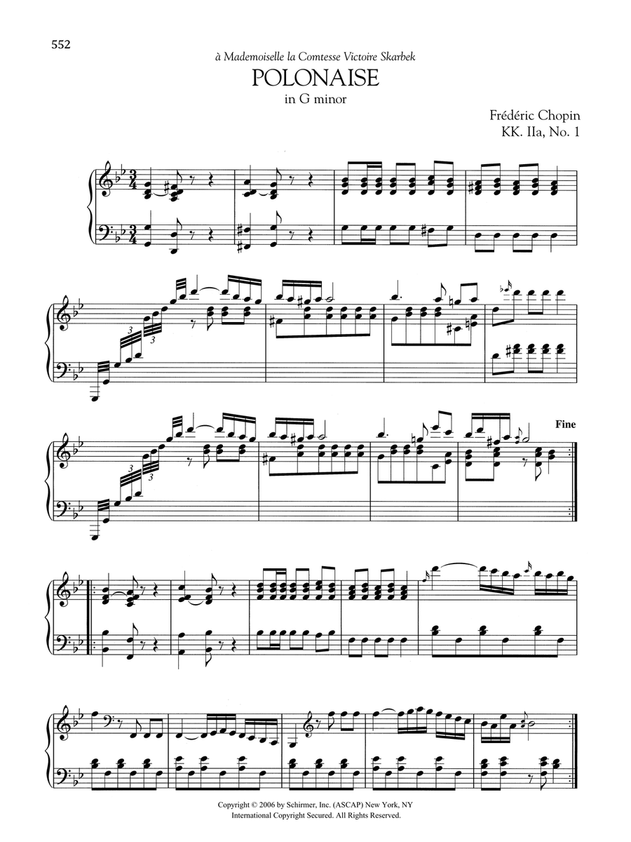 Polonaise in G minor, KK. IIa, No. 1 Piano Solo scores gallery preview page 1