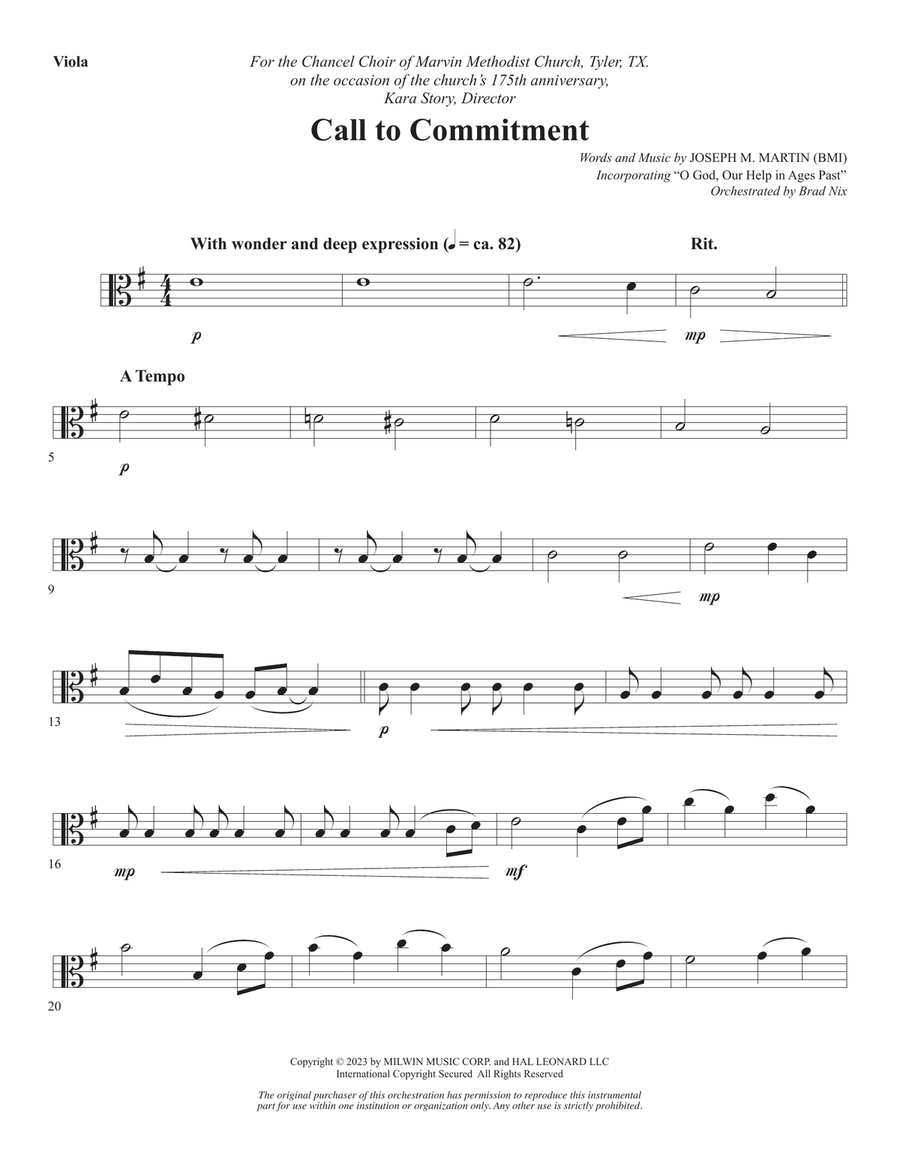 Call To Commitment - Viola Choir scores gallery preview page 1