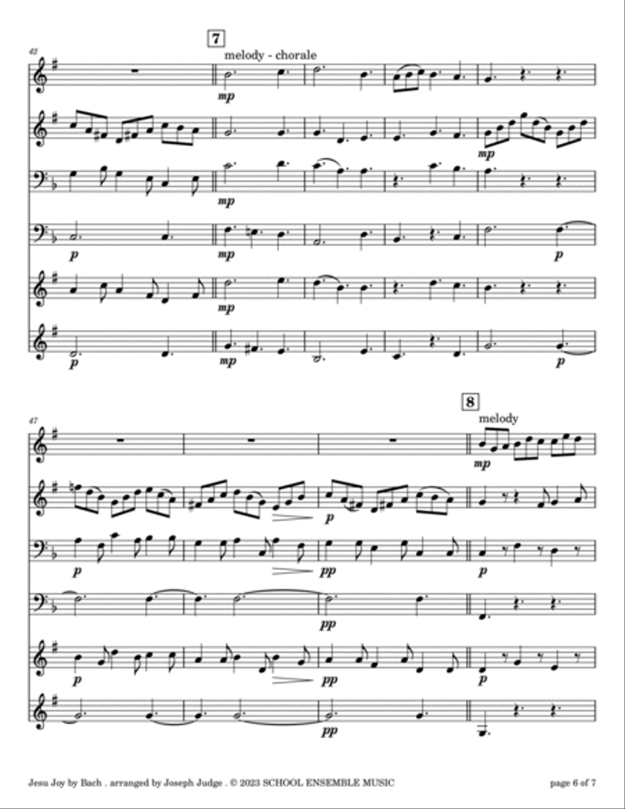 Jesu Joy by Bach for Brass Quartet in Schools Brass Quartet scores gallery preview page 6