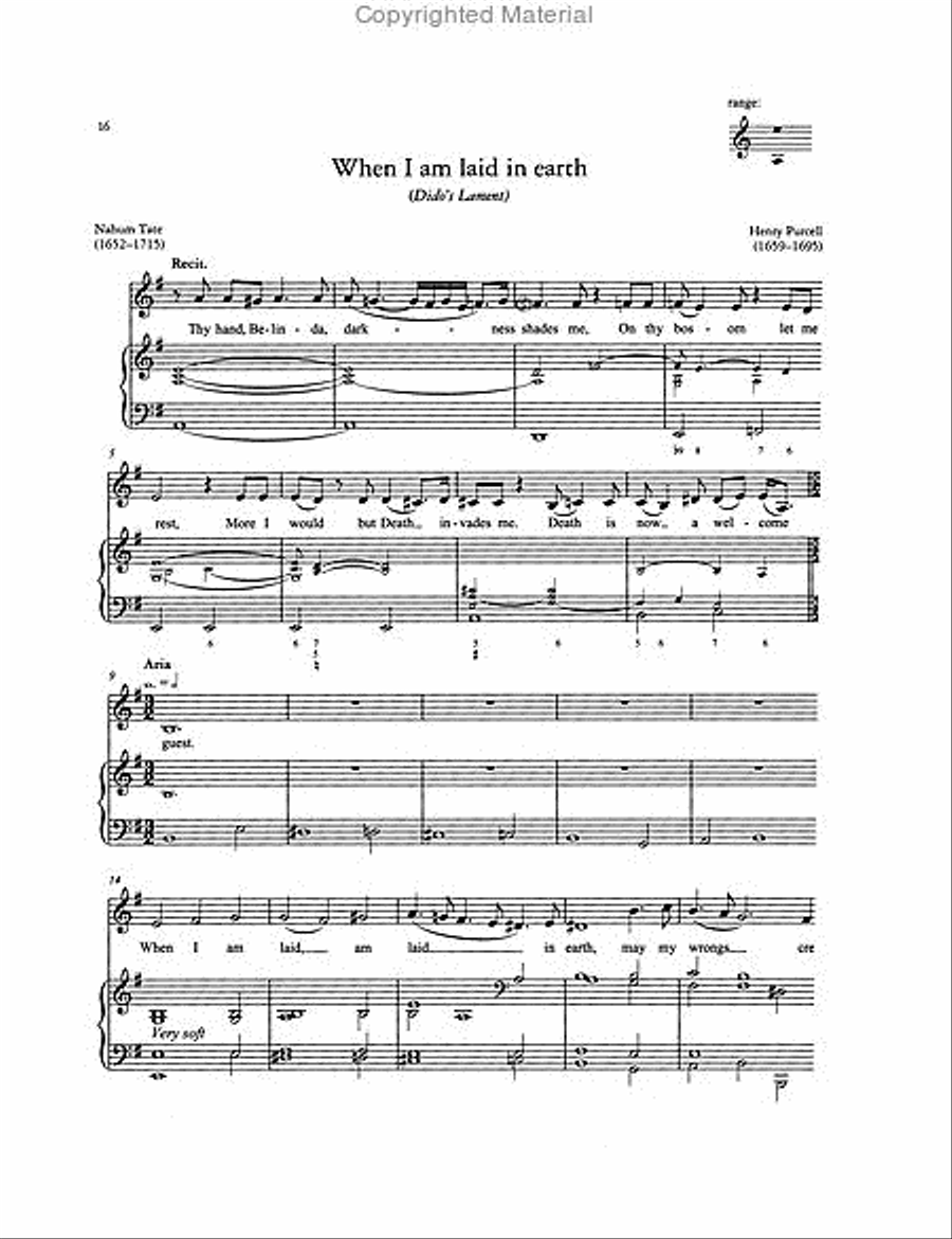 When I Am Laid in Earth for Voice and Piano (3 Keys in One: High/Med./Low Voice) Low Voice scores gallery preview page 5