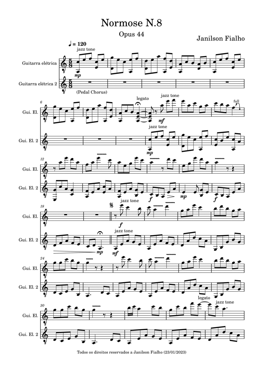 Normose N.8, Opus 44 Electric Guitar scores gallery preview page 1