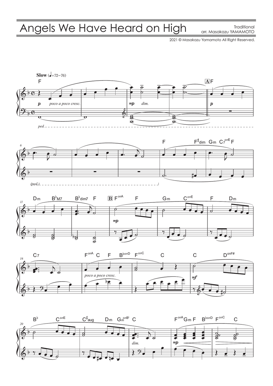 Angels We Have Heard on High [Piano solo / beginner]