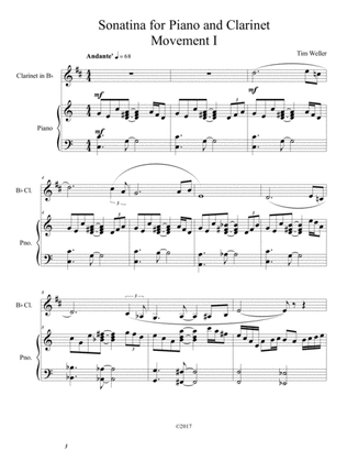 Sonatina for Clarinet and Piano: Movement I (piano acc)