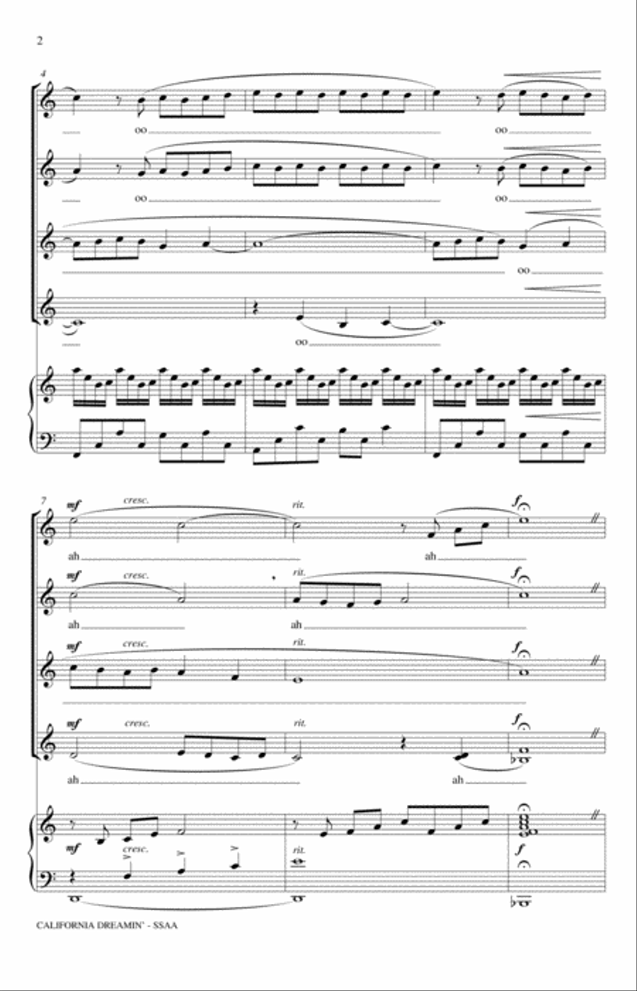 California Dreamin' (arr. Mac Huff) SSAA scores gallery preview page 2