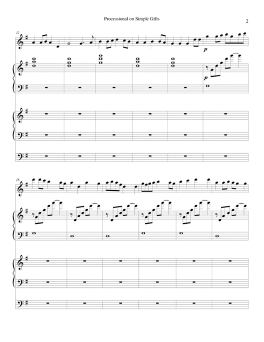 Processional on 'Simple Gifts' Woodwind Duet scores gallery preview page 2