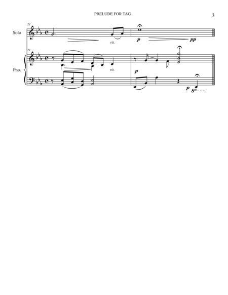 PRELUDE FOR TAG for Piano solo and Oboe, Flute, or Violin image number null