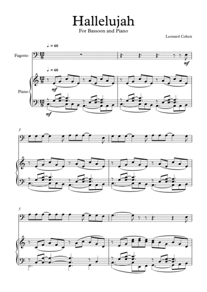 Hallelujah - Leonard Cohen - Bassoon, Piano