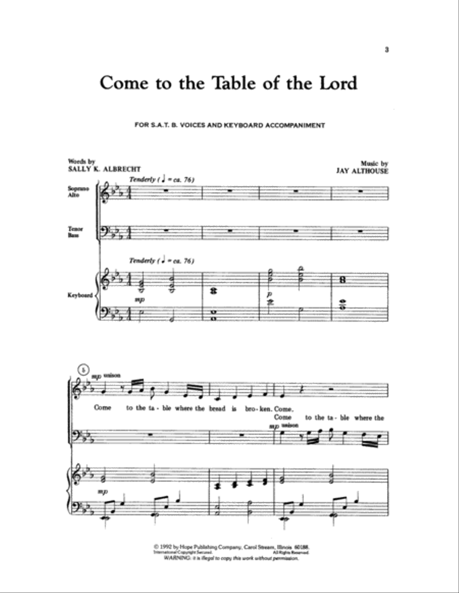 Come to the Table of the Lord Choir scores gallery preview page 3