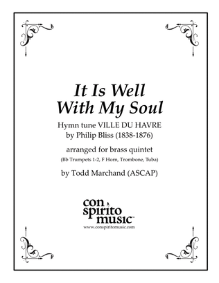 Book cover for It Is Well With My Soul - brass quintet