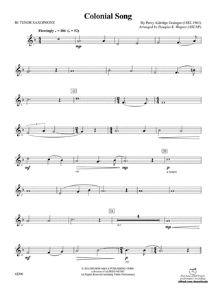 Colonial Song: B-flat Tenor Saxophone