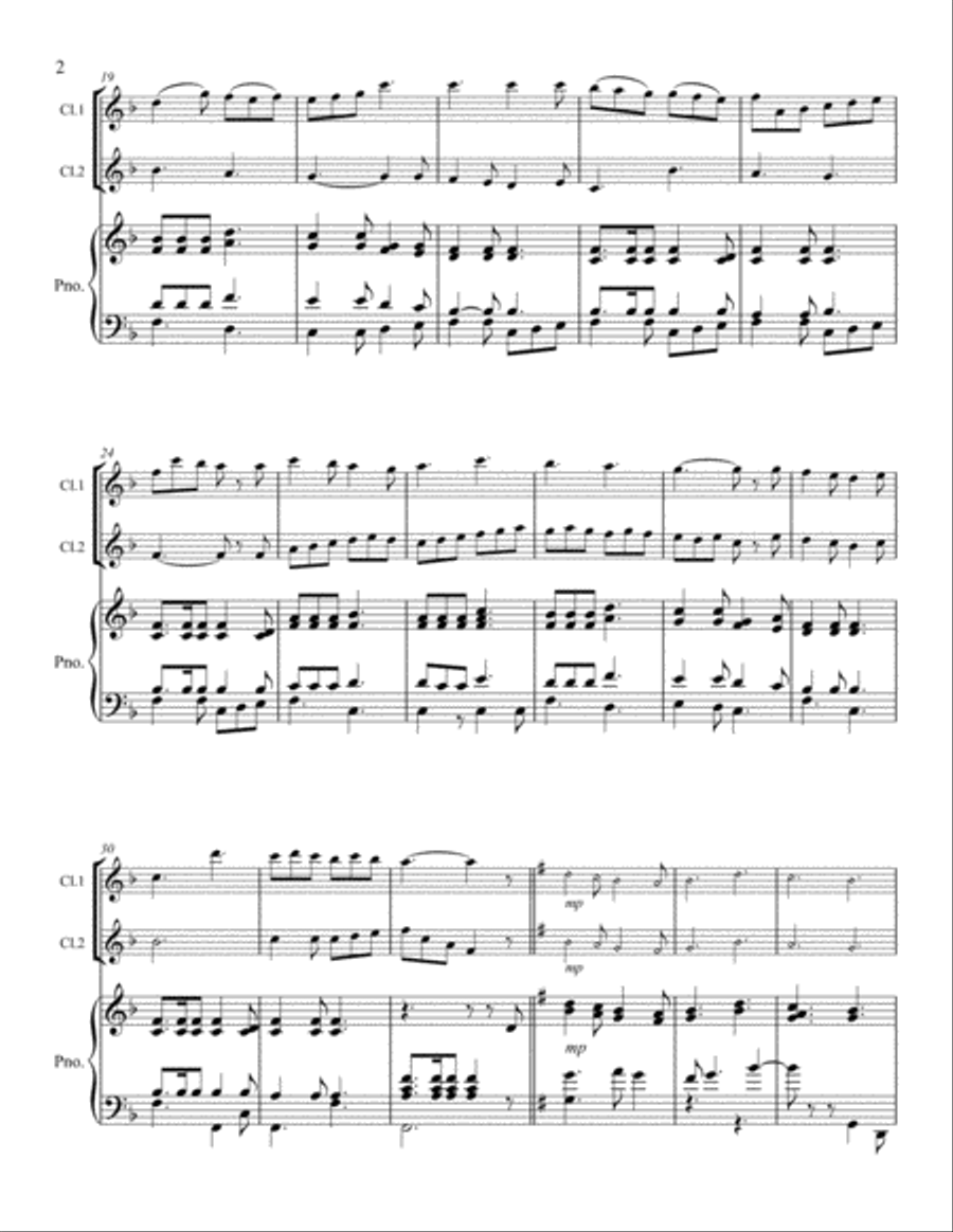 Venite Adoremus (The Snow Lay on the Ground) - Two Clarinets, Piano or Organ Clarinet Duet scores gallery preview page 3