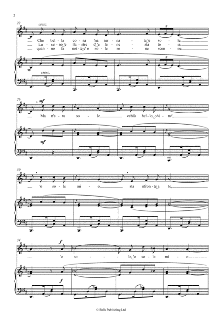 O sole mio! (D Major) Voice Solo scores gallery preview page 2