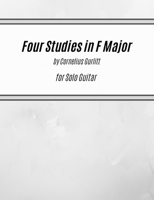 Book cover for Four Studies in F Major (for Solo Guitar)