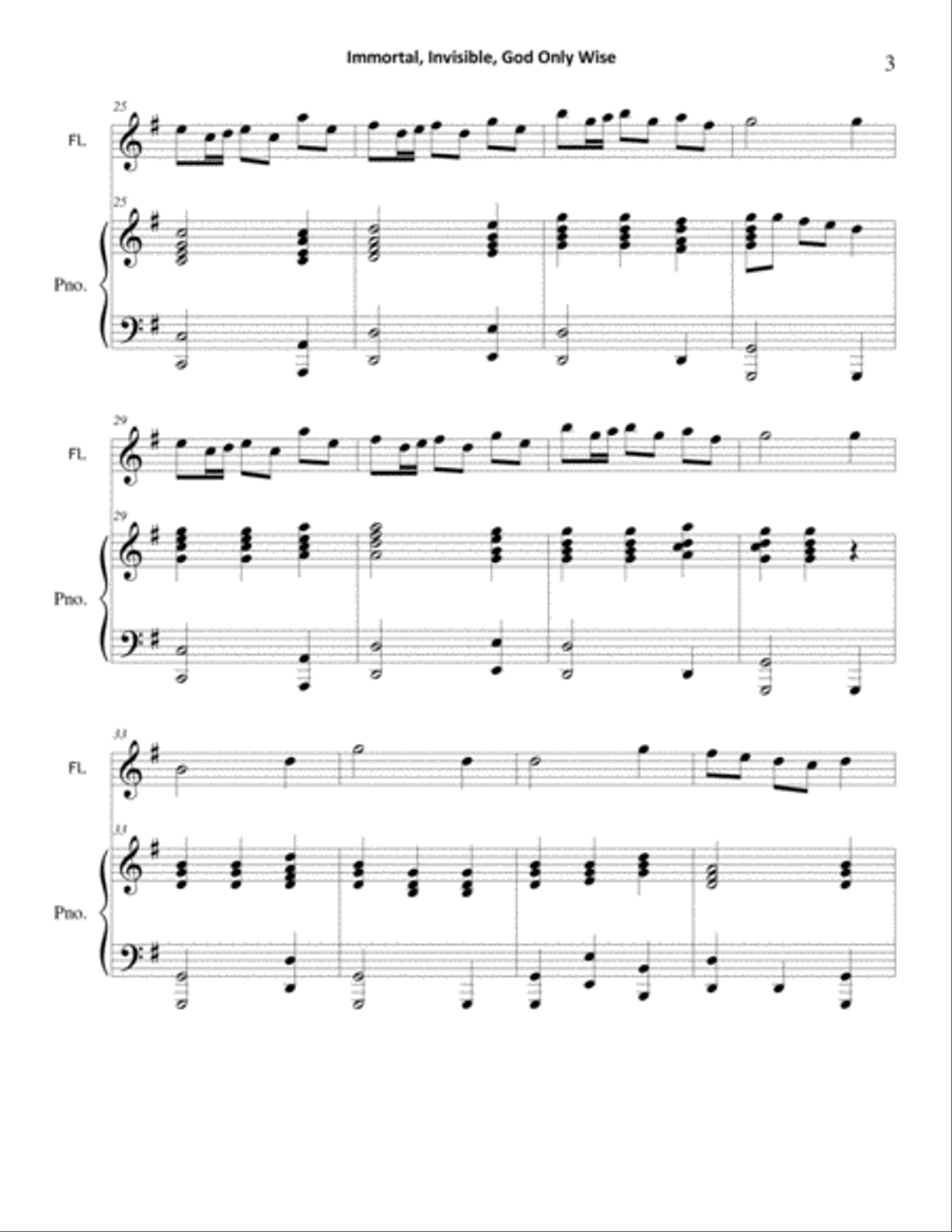 Immortal, Invisible, God Only Wise (Flute & Piano) Flute Solo scores gallery preview page 3