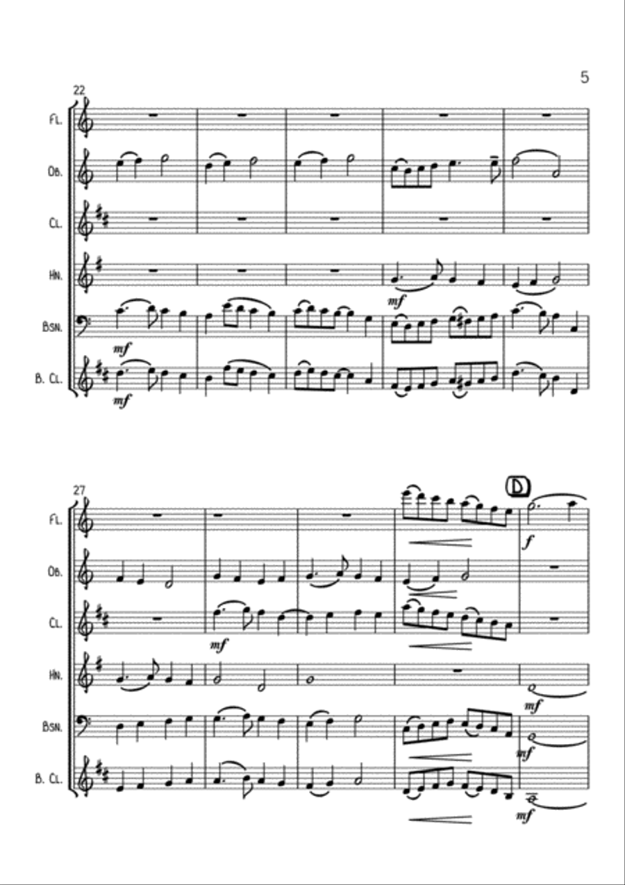 NURSERY RHYMES FOR WOODWIND QUINTET 2 Woodwind Quintet scores gallery preview page 5