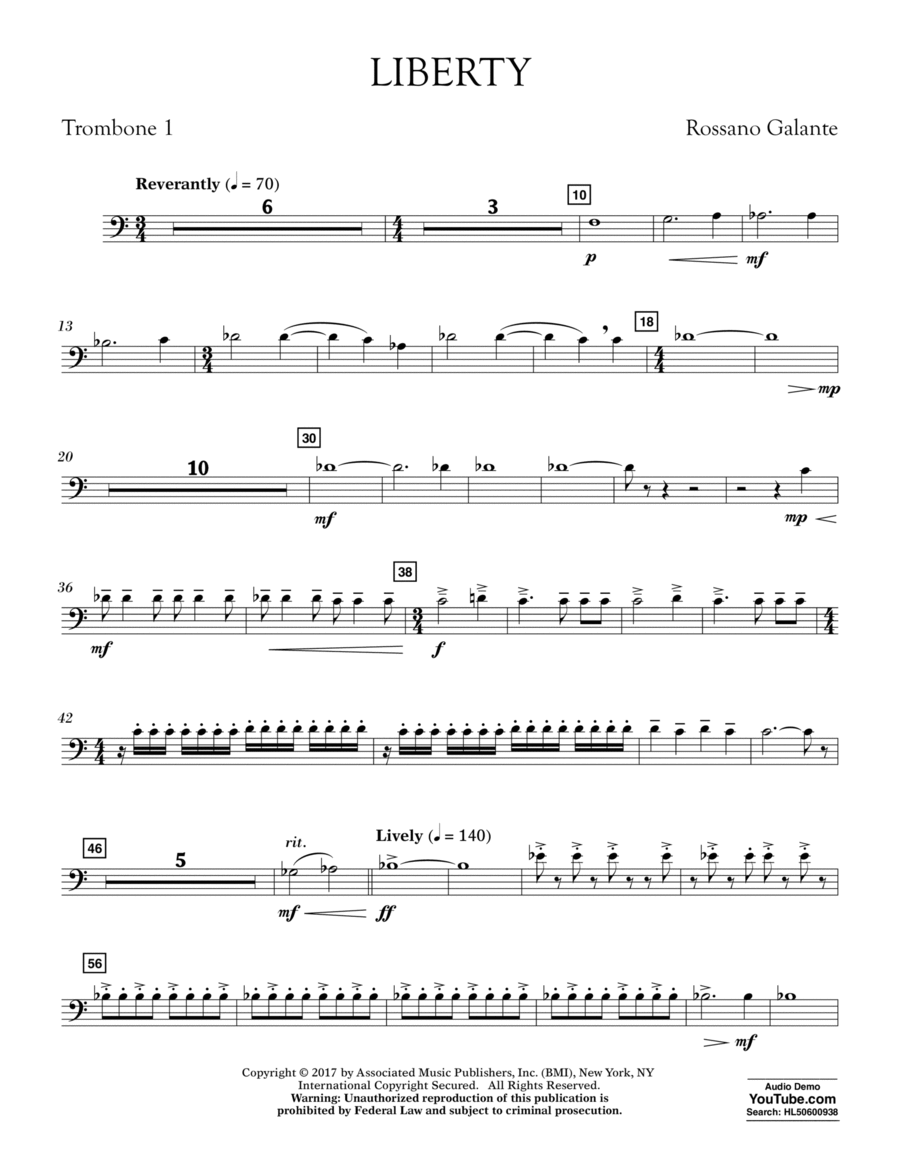 Liberty - Trombone 1 Trombone scores gallery preview page 1