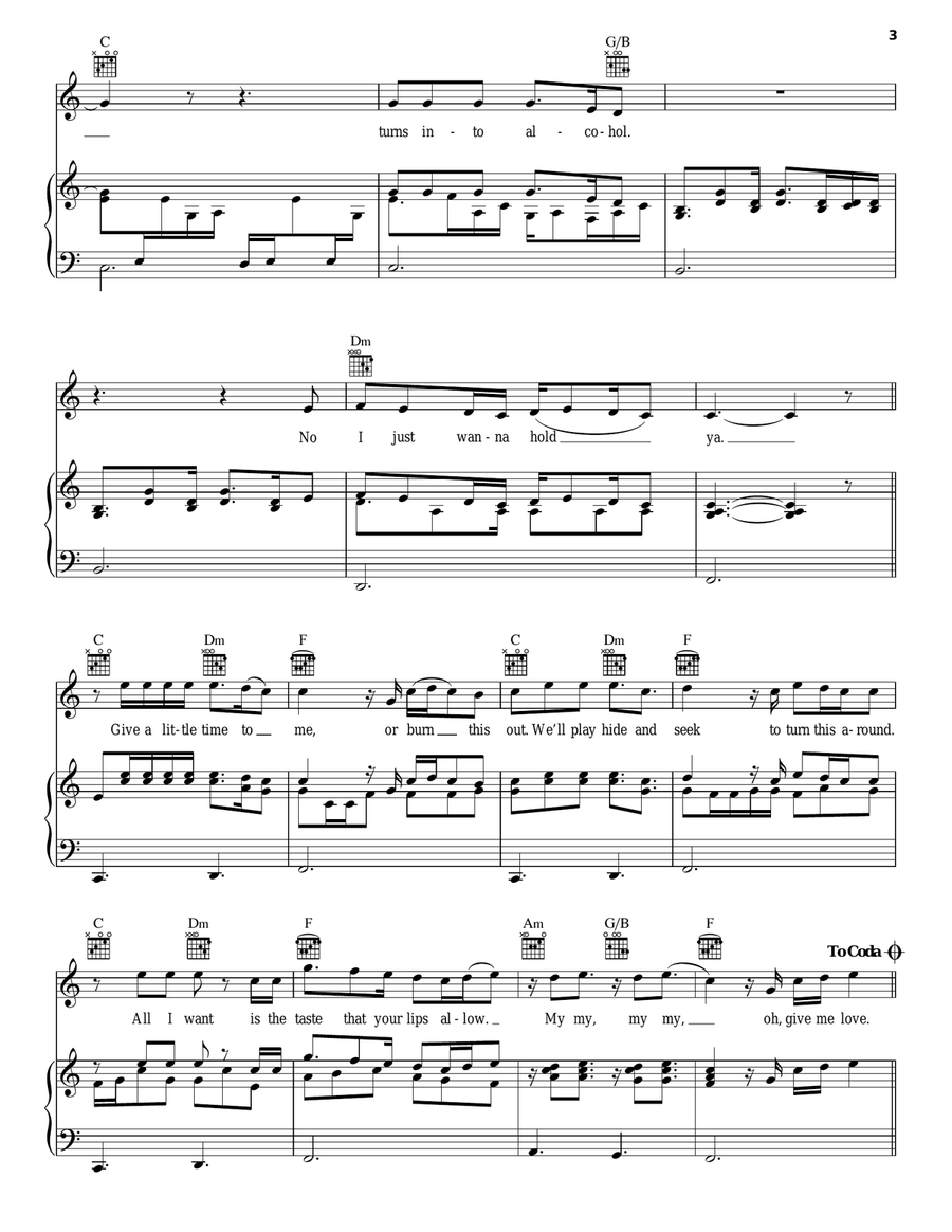 Give Me Love Piano, Vocal, Guitar scores gallery preview page 3
