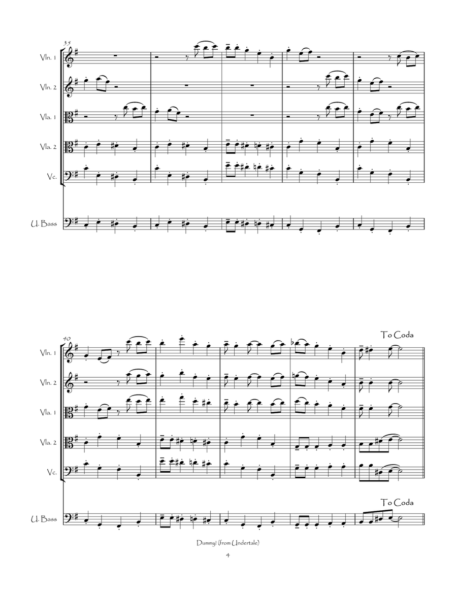 Dummy! (from Undertale) String Orchestra scores gallery preview page 6