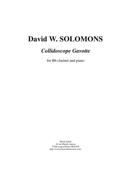 David Warin Solomons Collidoscope Gavotte for Bb clarinet and piano