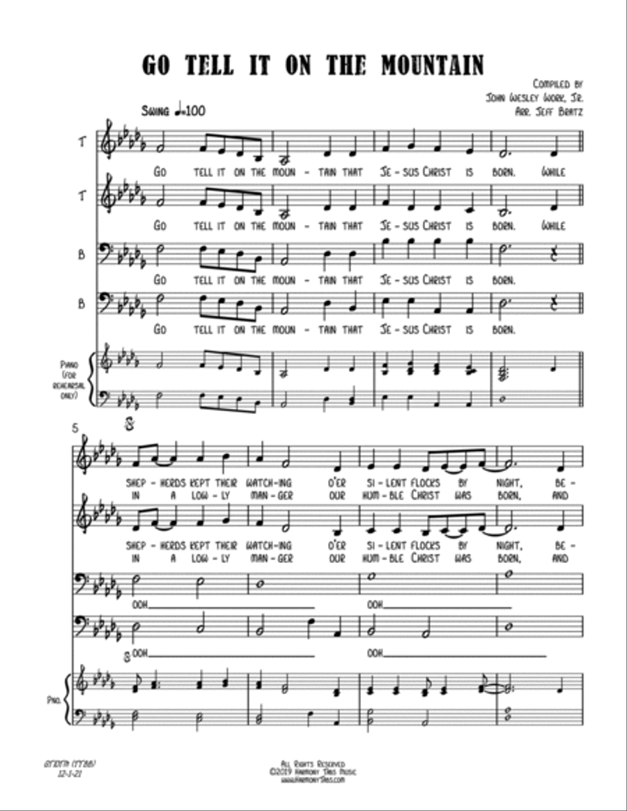 Go Tell It On The Mountain (TTBB A Cappella) TTBB scores gallery preview page 2