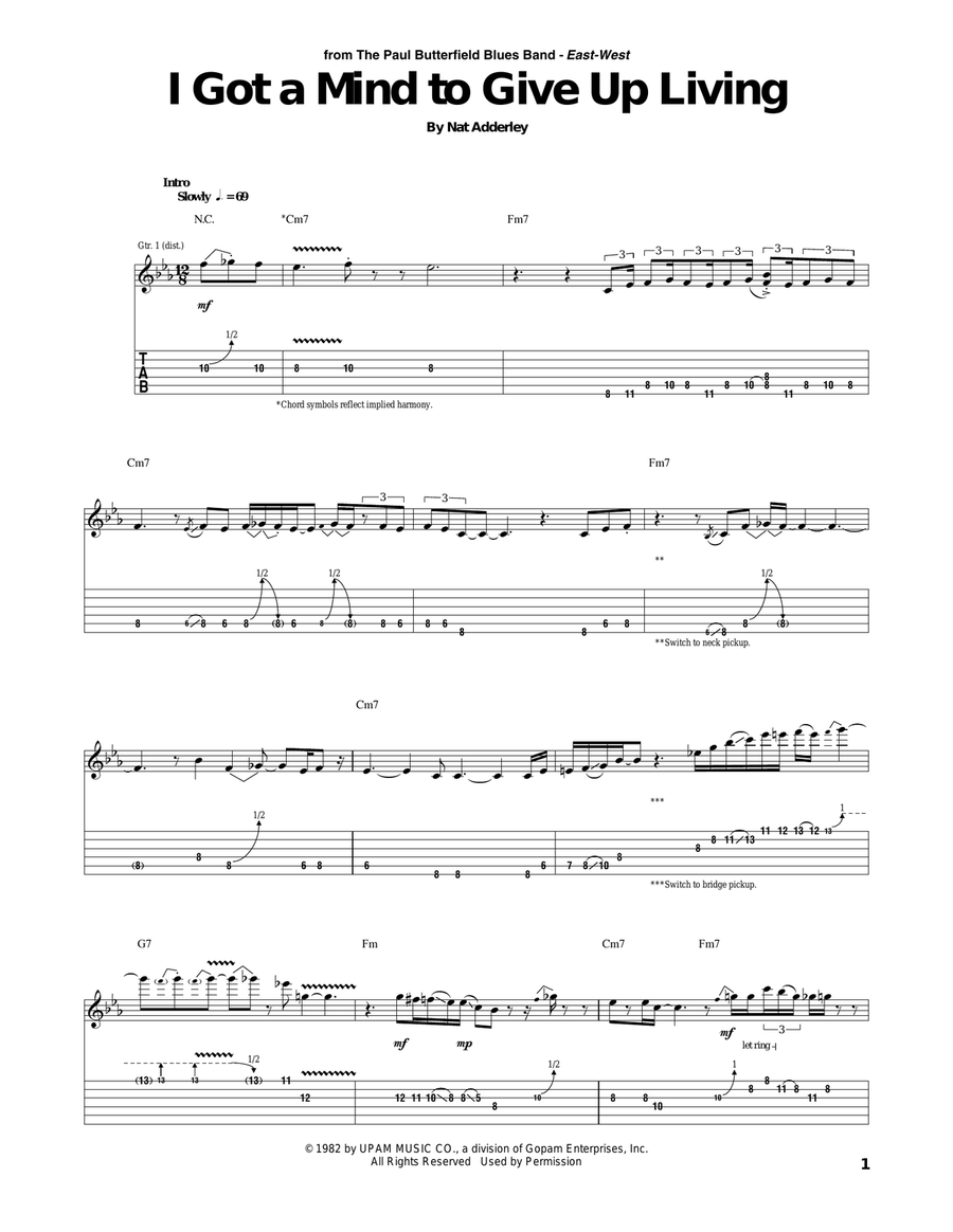 I Got A Mind To Give Up Living Acoustic Guitar scores gallery preview page 1