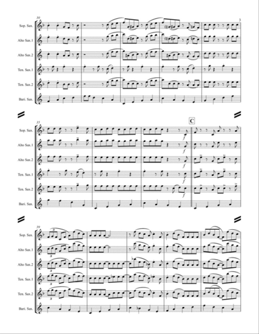 Boogie Woogie Bugle Boy Saxophone Quintet scores gallery preview page 4