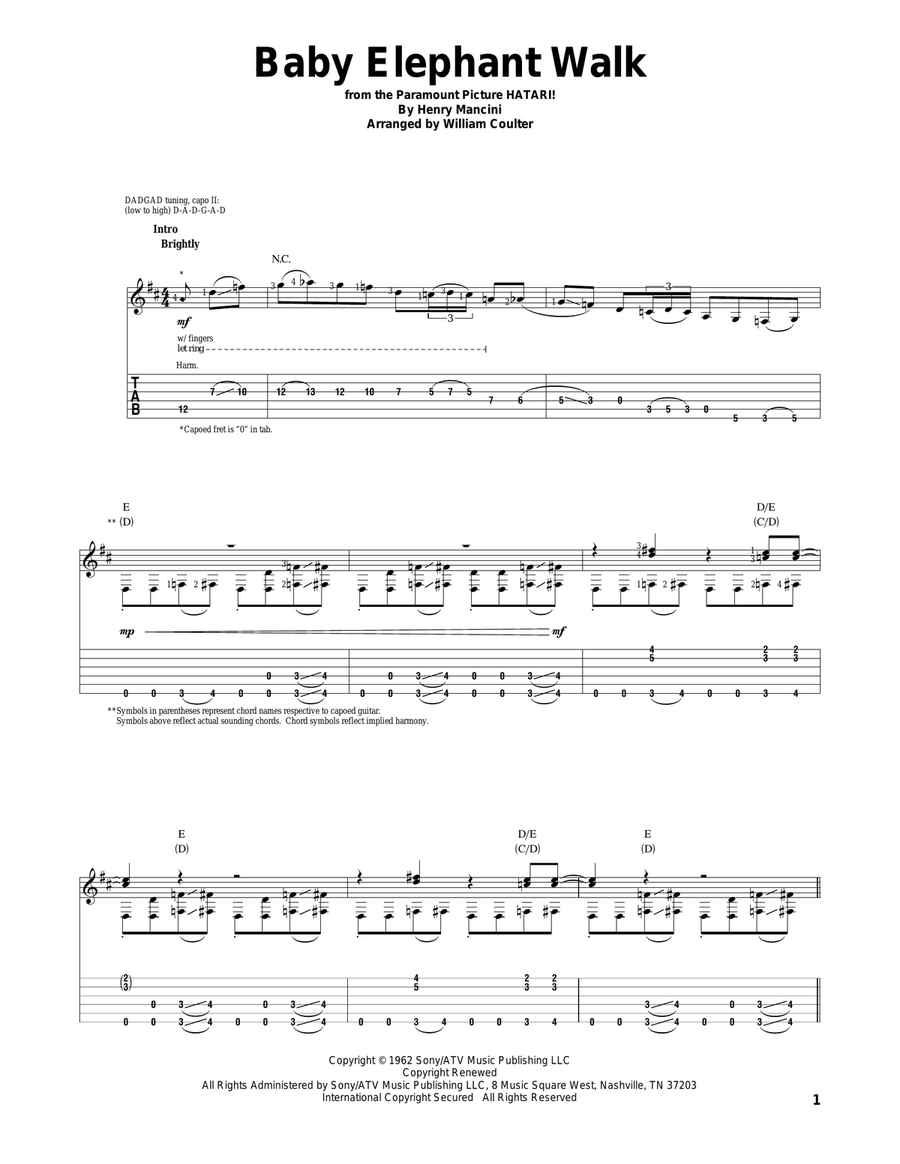 Baby Elephant Walk Guitar Solo scores gallery preview page 1