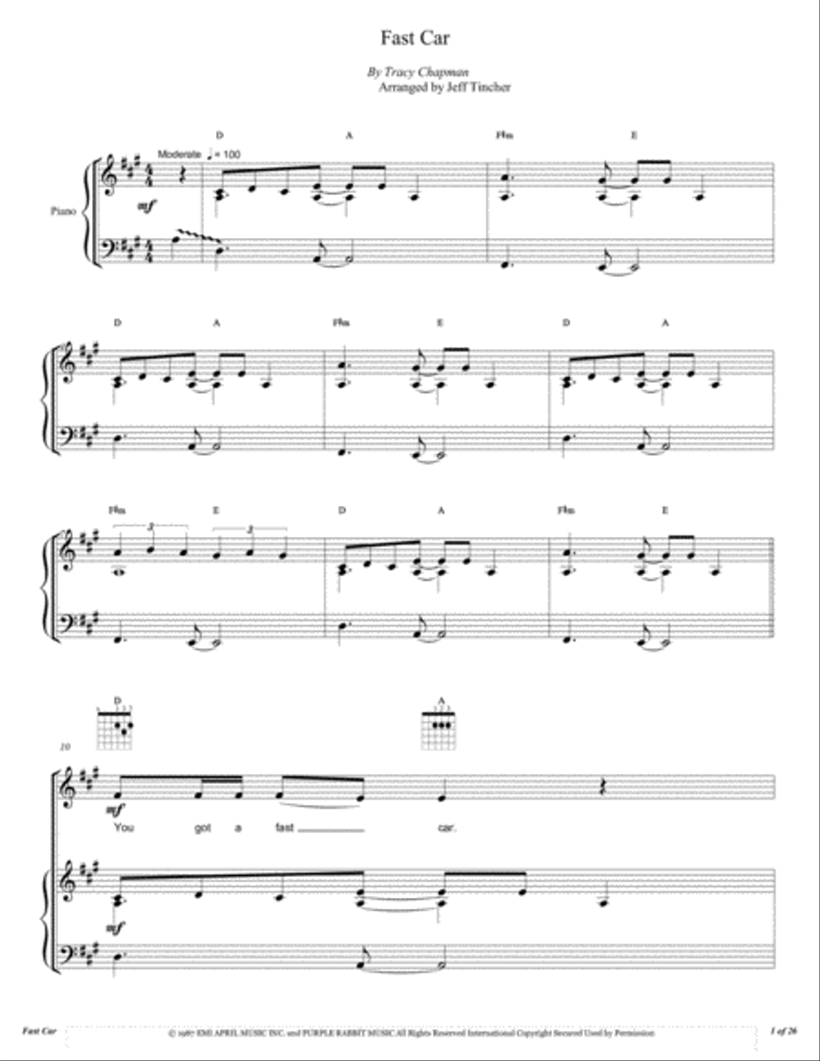 Fast Car Voice scores gallery preview page 2