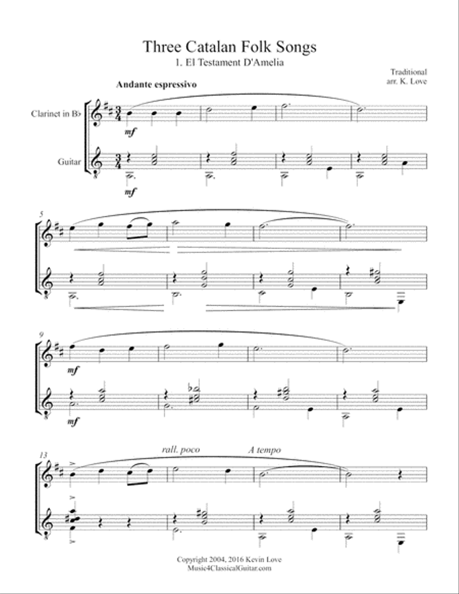 Free sheet music for Clarinet Guitar Download PDF MP3 MIDI