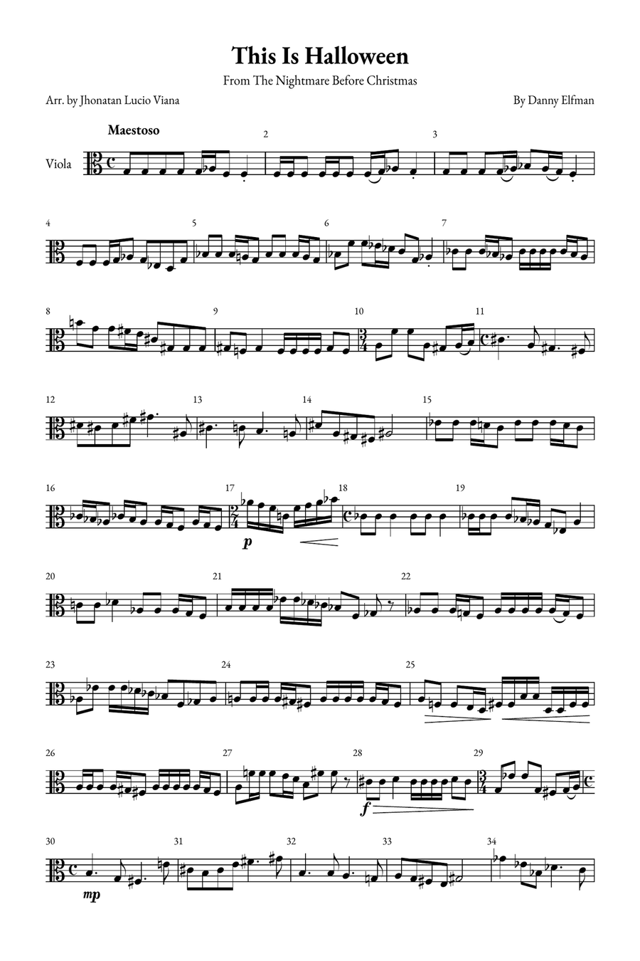 This Is Halloween Viola Solo scores gallery preview page 1