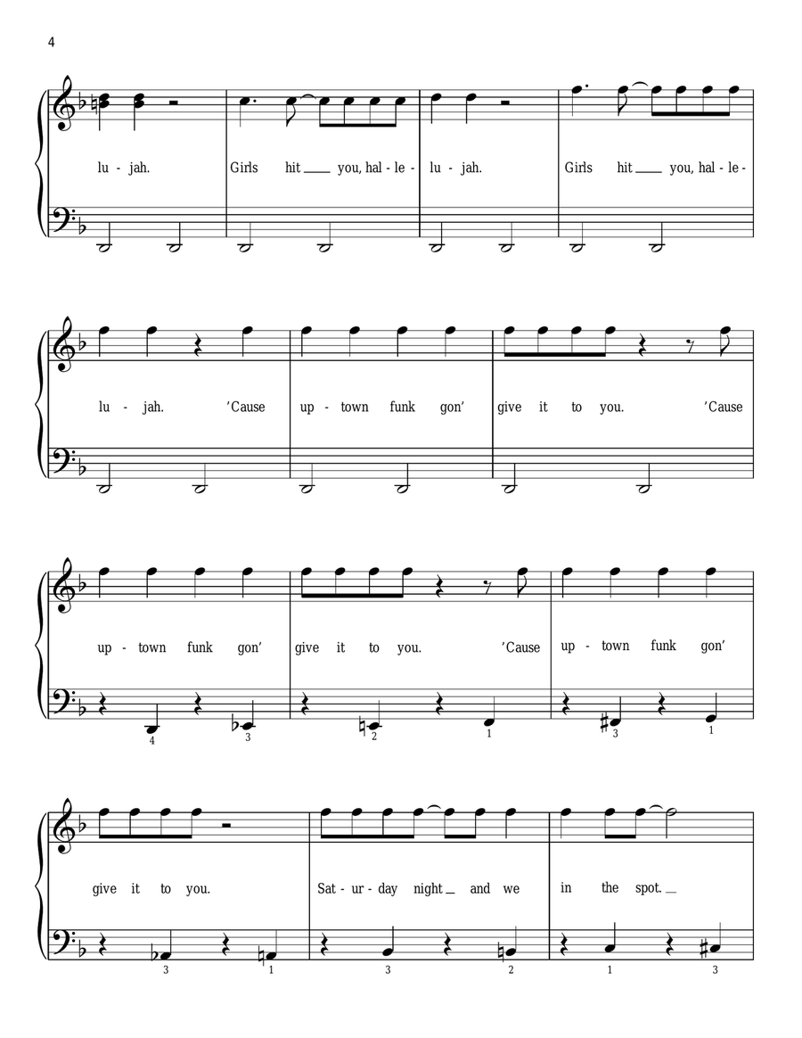 Uptown Funk (feat. Bruno Mars) Easy Piano scores gallery preview page 4