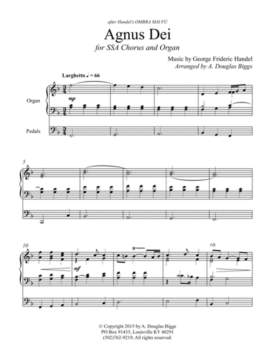 Agnus Dei for SSA Women's Chorus and Organ