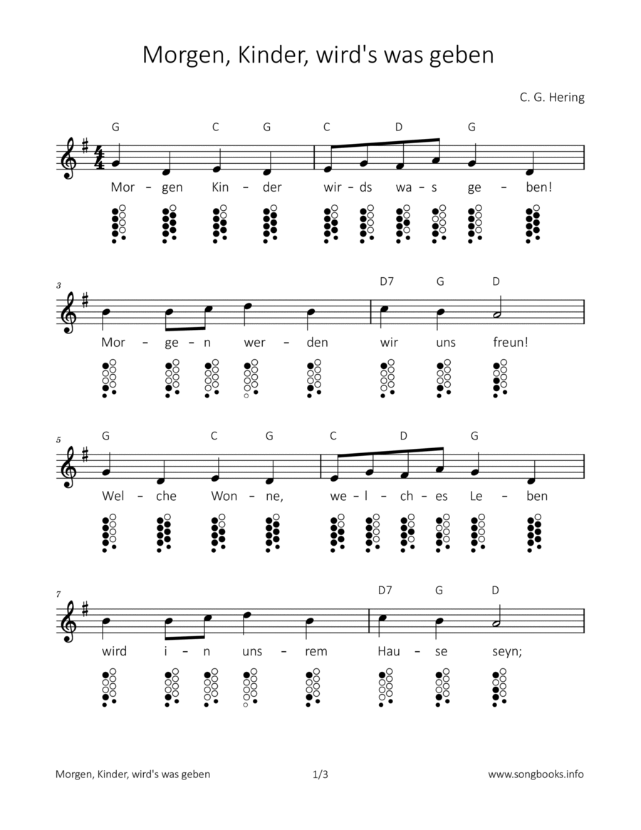 Morgen, Kinder, wird‘s was geben ocarina scores gallery preview page 1