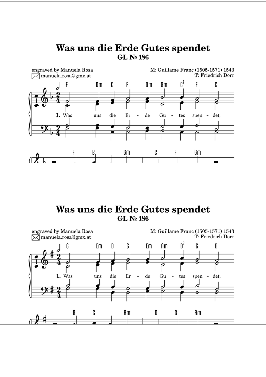 Was uns die Erde Gutes spendet (Gotteslob 186) Piano Method scores gallery preview page 1