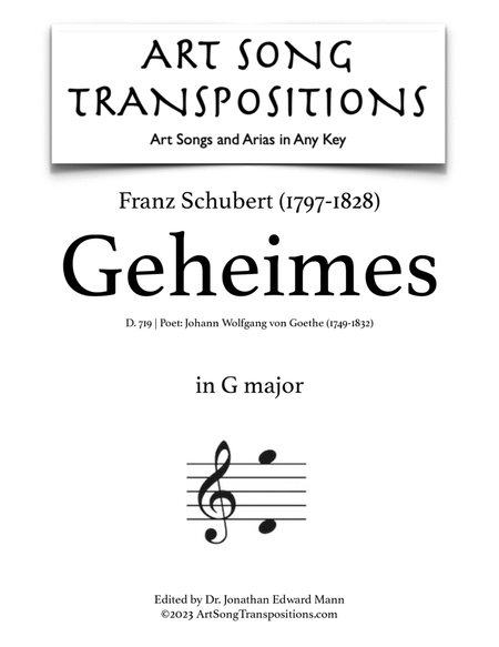 SCHUBERT: Geheimes, D. 719 (transposed to G major)