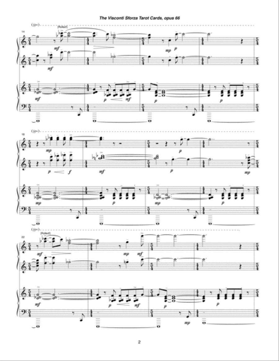 Visconti Sforza Tarot Cards, opus 66 ... Twenty Two Salon Pieces For Two Pianos (1996) 10 Il Vecchio 2 Pianos, 4-Hands scores gallery preview page 2