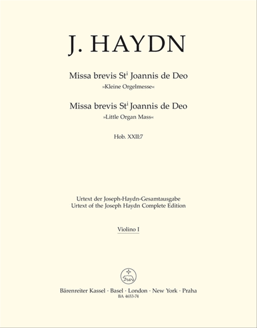 Missa brevis Sancti Joannis de Deo Hob.XXII:7 'Little Organ Mass' Violin scores gallery preview page 1