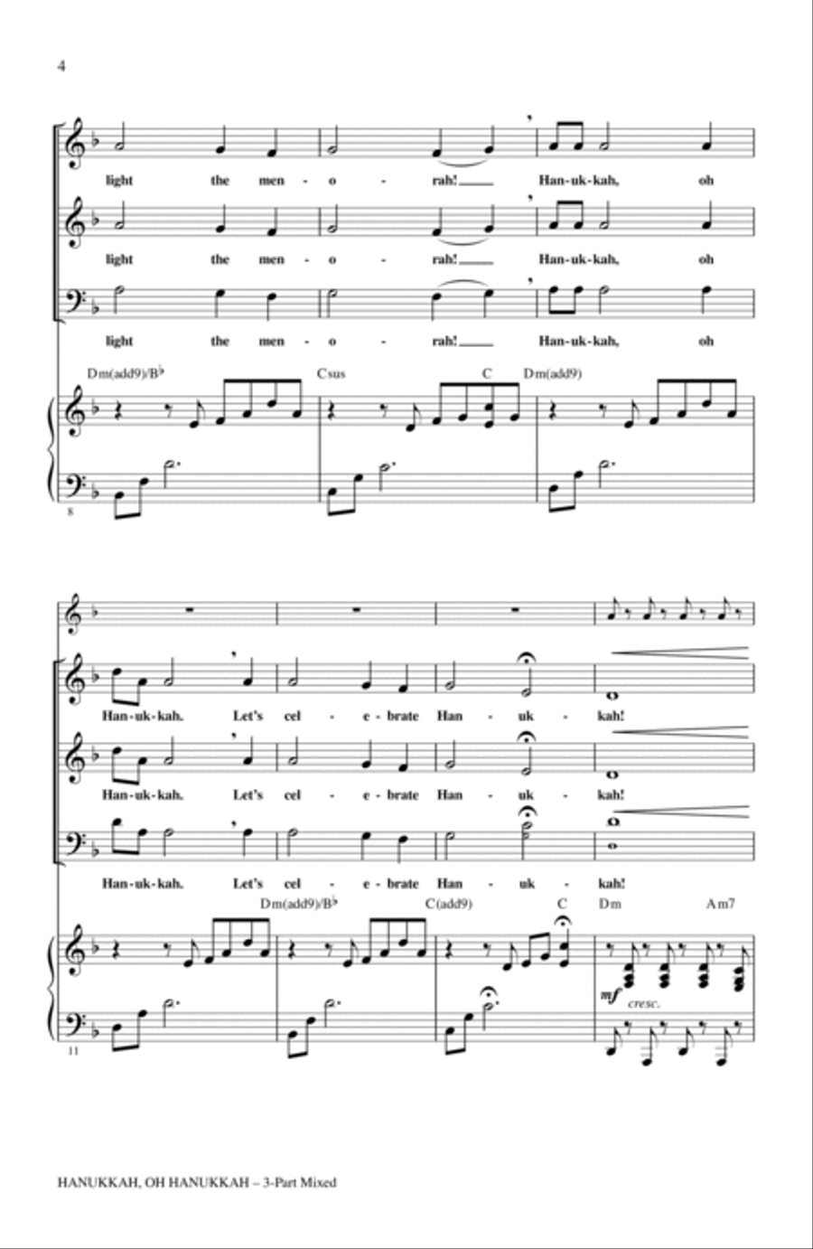 Hanukkah, Oh Hanukkah 3-Part scores gallery preview page 2