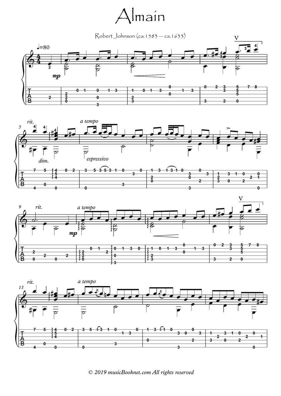Renaissance for Guitar Almain
