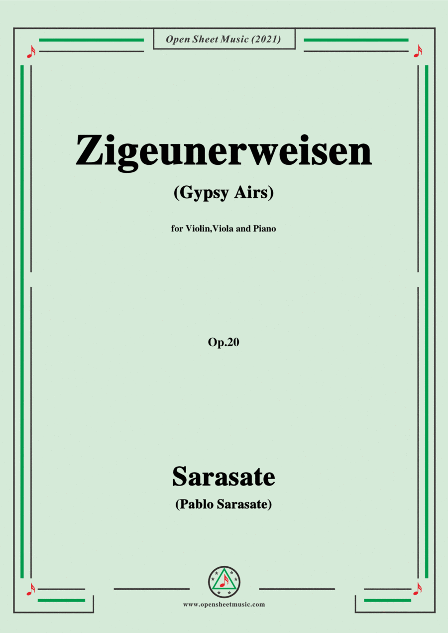 Sarasate-Zigeunerweisen(Gypsy Airs),Op.20,for Violin,Viola and Piano Violin scores gallery preview page 1