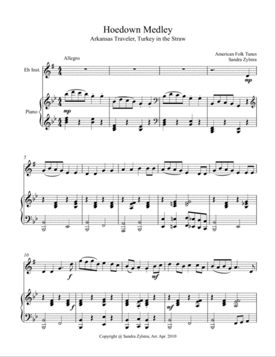 Hoedown Medley (treble Eb instrument solo) Alto Saxophone scores gallery preview page 2