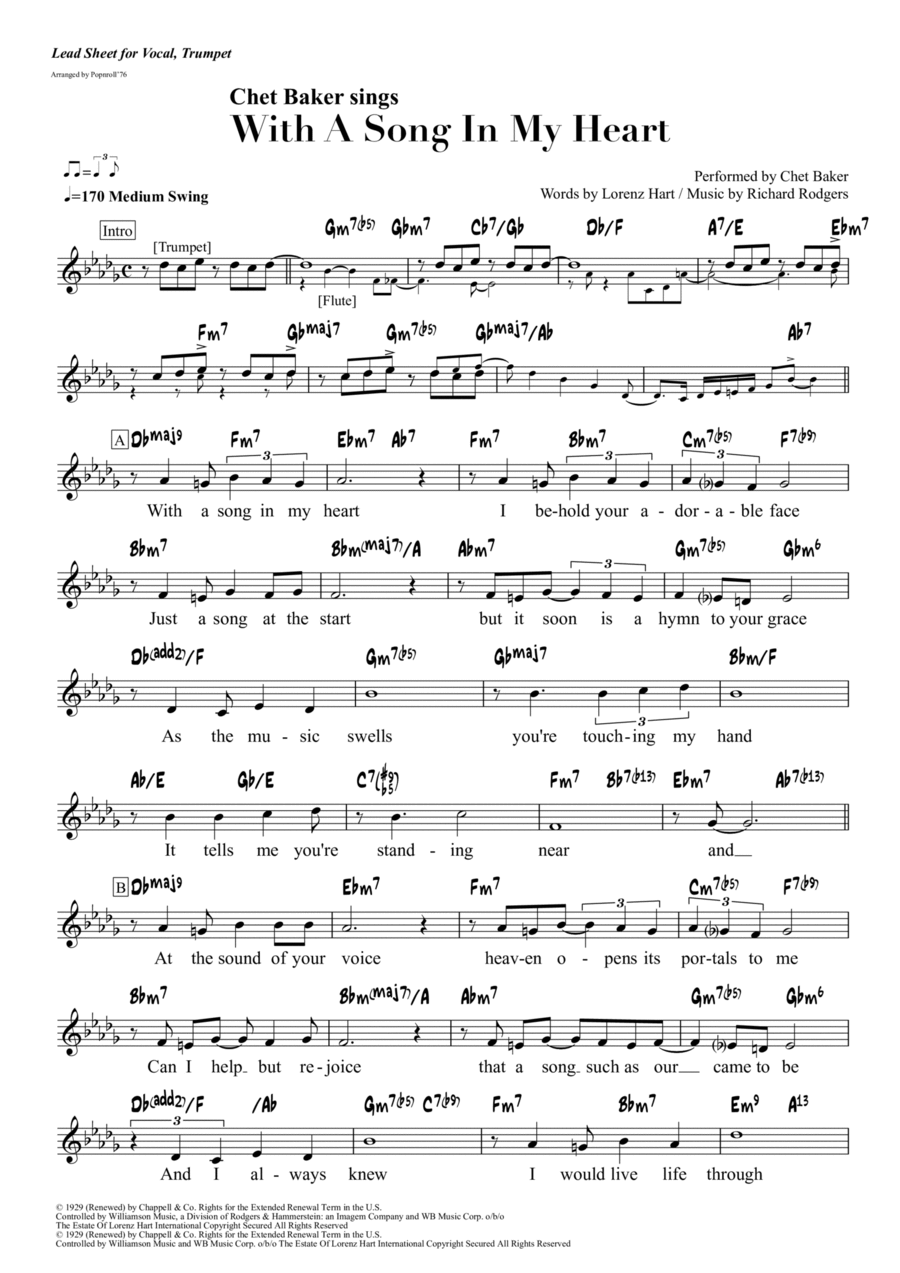 With A Song In My Heart Piano scores gallery preview page 1