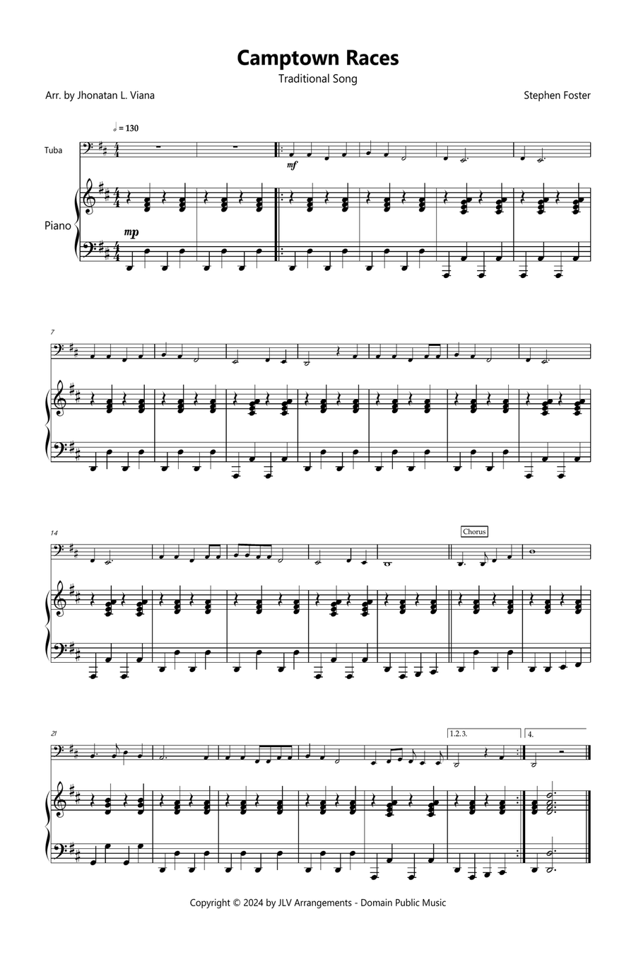 Camptown Races Tuba scores gallery preview page 1