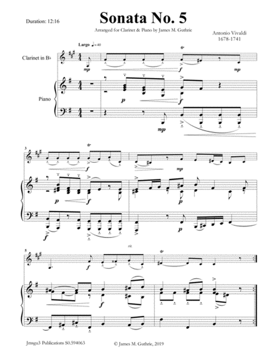 Vivaldi: Sonata No. 5 for Clarinet & Piano image number null